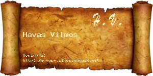 Havas Vilmos névjegykártya